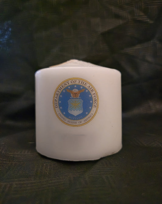 U.S. Military Branch Emblem, Name and Rank - Personalized Candle