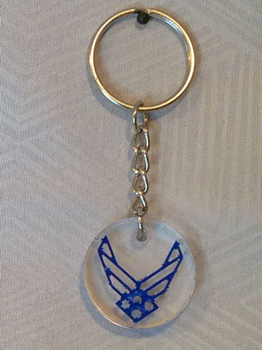1" Round US Military Branch Keychain