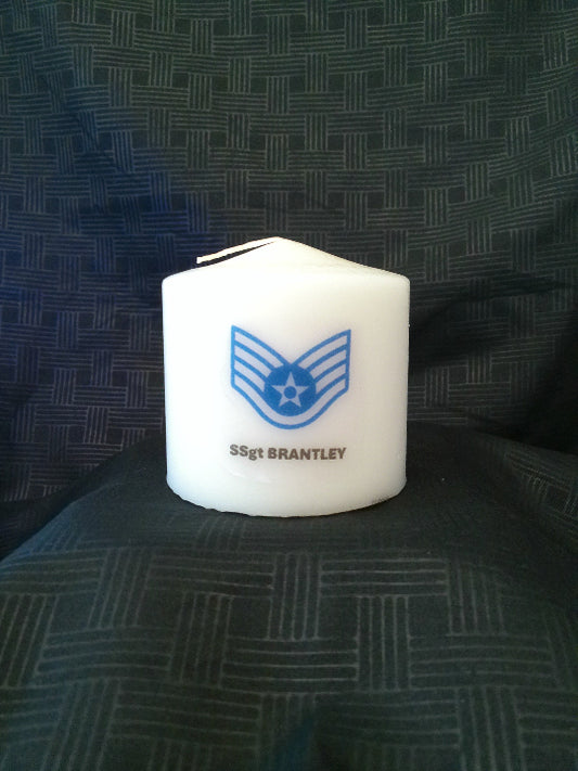 U.S. Military Rank and Name - Personalized Candle