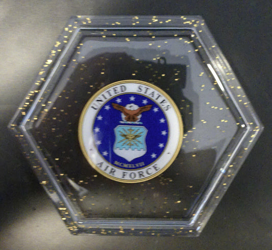 Set of 4 US Military Branch Emblem Clear Coasters